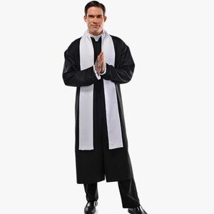 Father Priest Costume NEW robe collar stole fits up to size 42 Halloween church